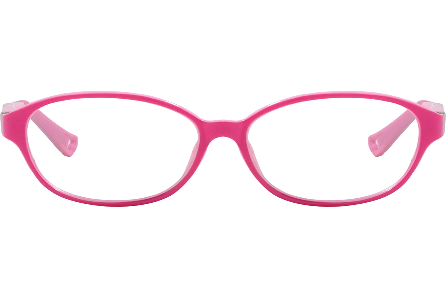 Front view of stylish eyeglasses with sleek frame design