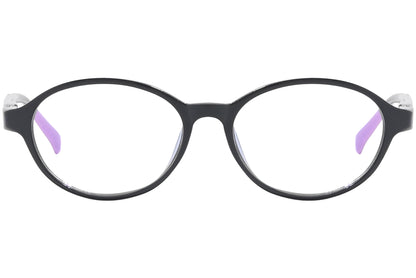 Front view of stylish eyeglasses with sleek frame design