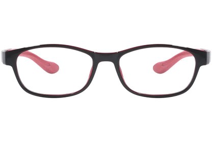 Front view of stylish eyeglasses with sleek frame design