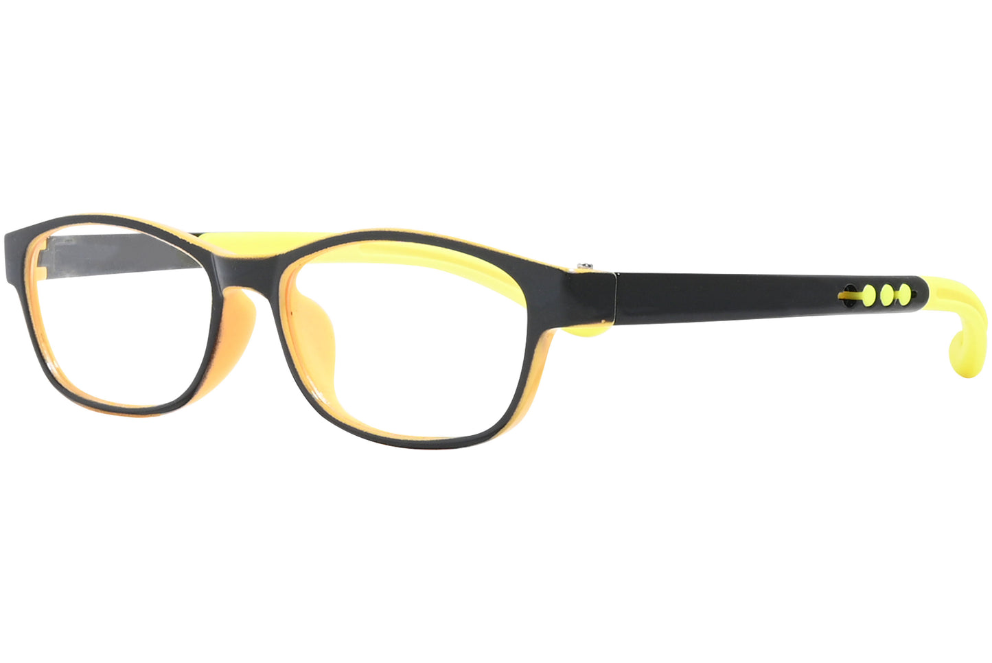 Side view of stylish eyeglasses with sleek frame design