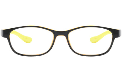 Front view of stylish eyeglasses with sleek frame design