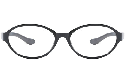 Front view of stylish eyeglasses with sleek frame design