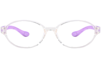 Front view of stylish eyeglasses with sleek frame design