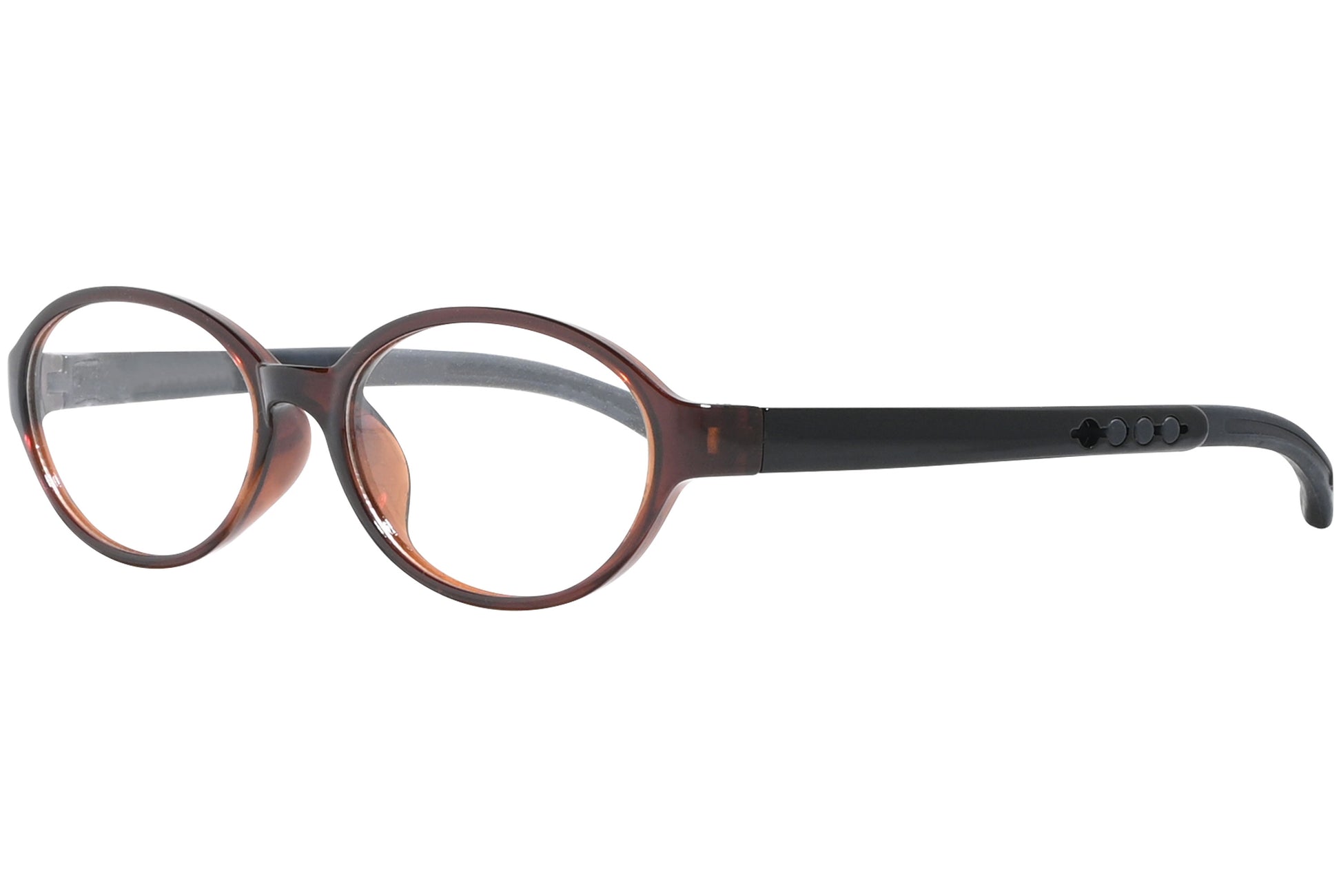 Side view of stylish eyeglasses with sleek frame design