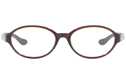 Front view of stylish eyeglasses with sleek frame design