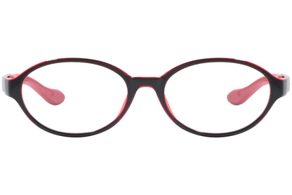 Front view of stylish eyeglasses with sleek frame design