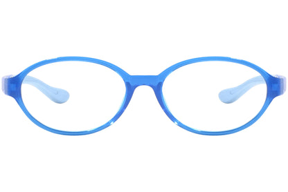 Front view of stylish eyeglasses with sleek frame design