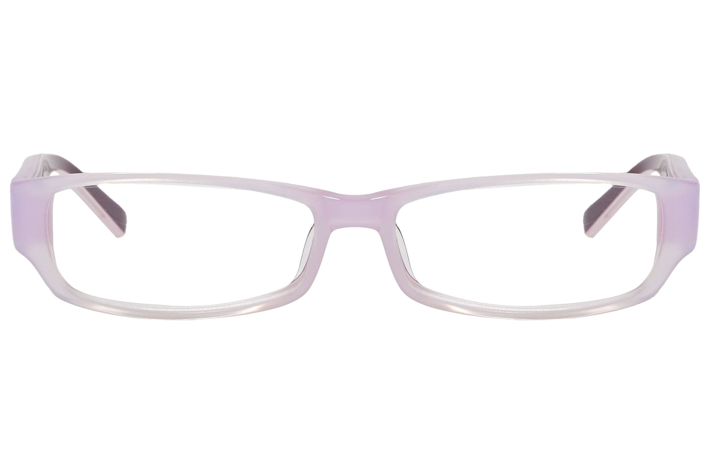 oliver rectangle light purple eyeglasses frame viewed from front angle.