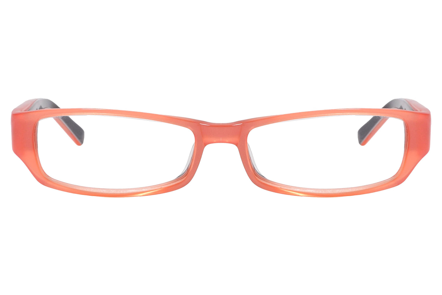 oliver rectangle orange eyeglasses frame viewed from front angle.