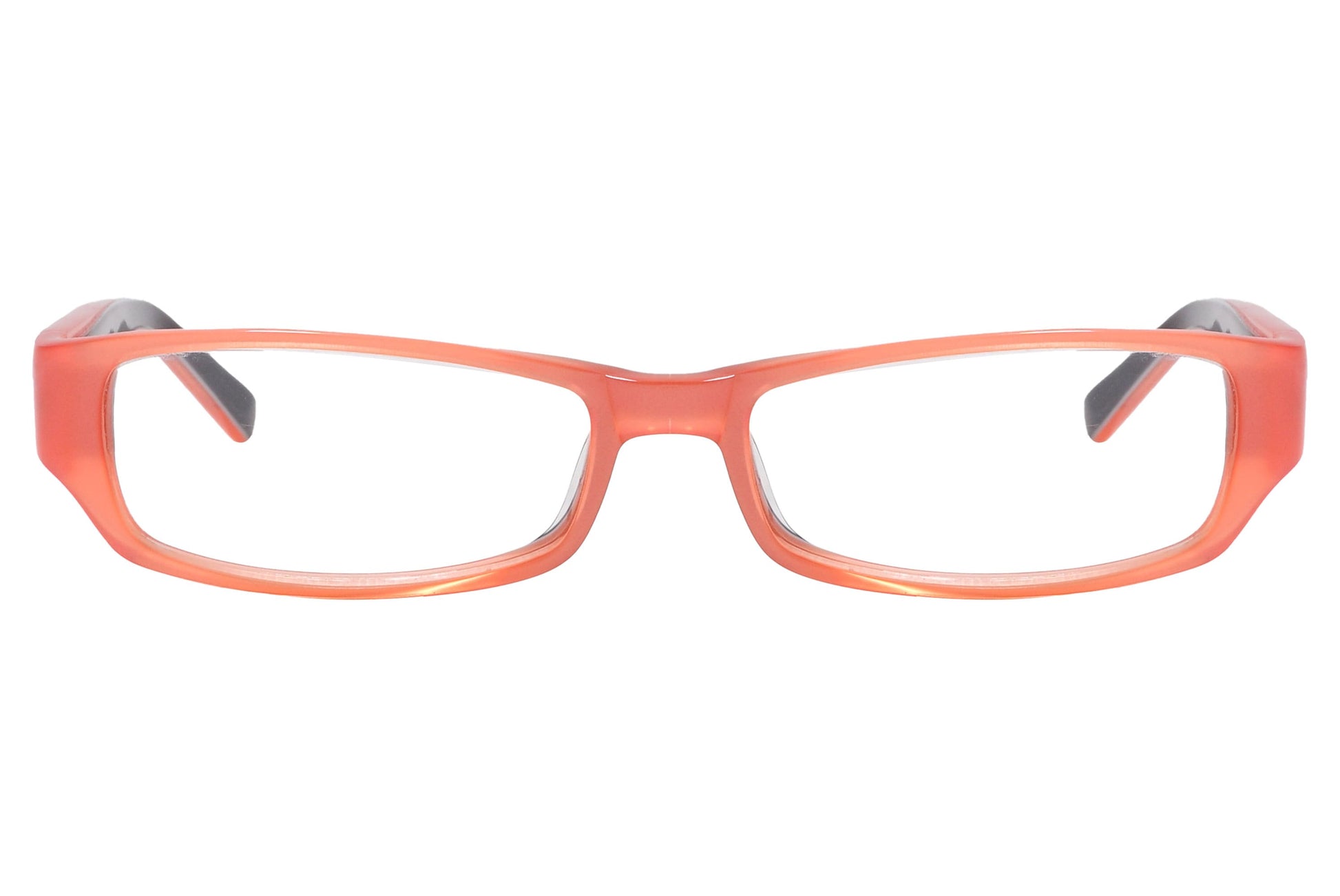 oliver rectangle orange eyeglasses frame viewed from front angle.