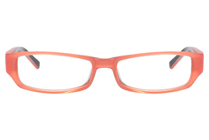 oliver rectangle orange eyeglasses frame viewed from front angle.