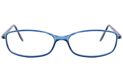 oliver rectangle blue eyeglasses frame viewed from front angle.