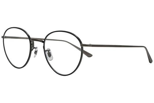 oliver peoples brownstone 2 black eyeglasses frame viewed from a 45-degree angle.