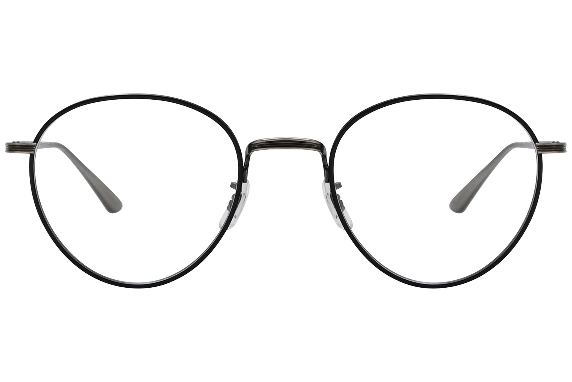 oliver peoples brownstone 2 black eyeglasses frame viewed from front.