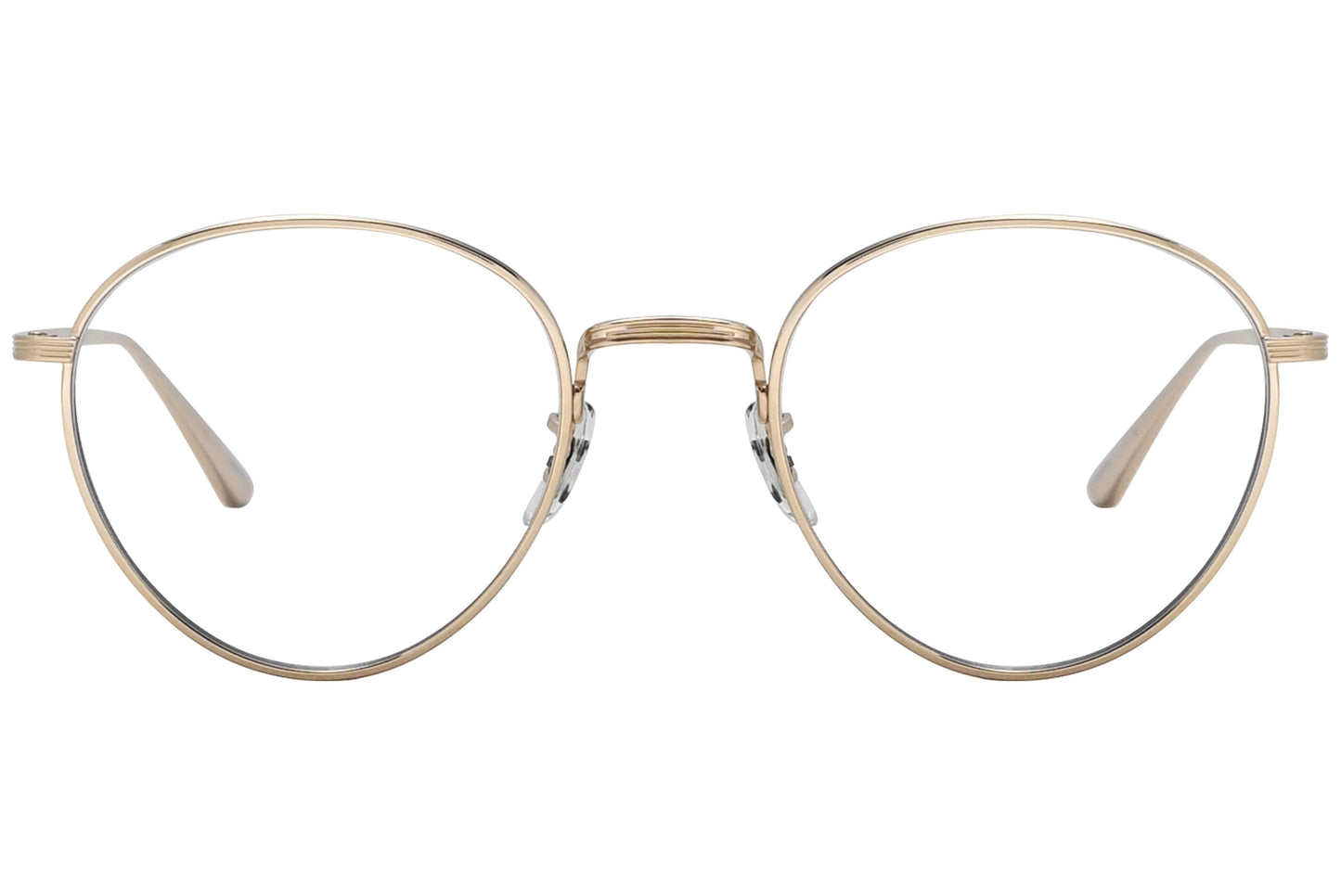 oliver peoples brownstone 2 gold eyeglasses frame viewed from front.