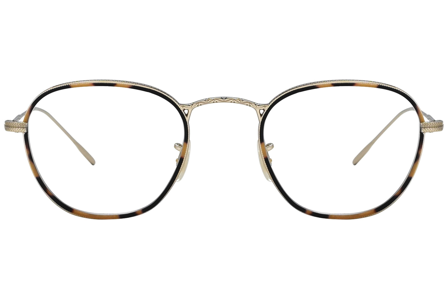 oliver peoples eoin tortoise eyeglasses frame viewed from front.