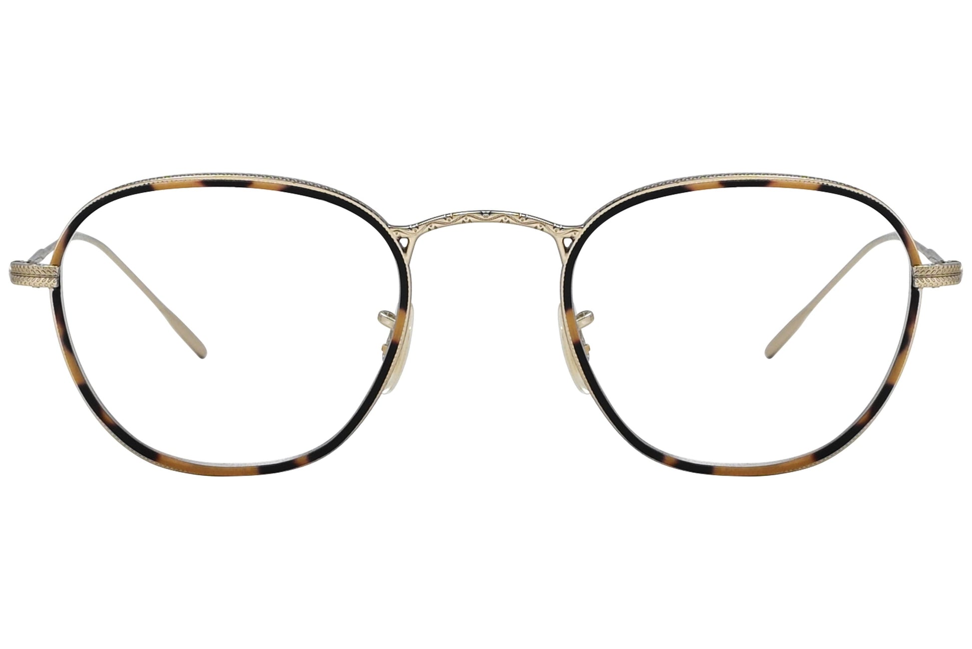 oliver peoples eoin tortoise eyeglasses frame viewed from front.