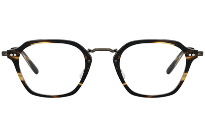 oliver peoples hilden tortoise eyeglasses frame viewed from front.