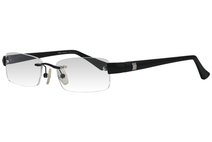 oxembery rectangle black eyeglasses frame viewed from a 45-degree angle.