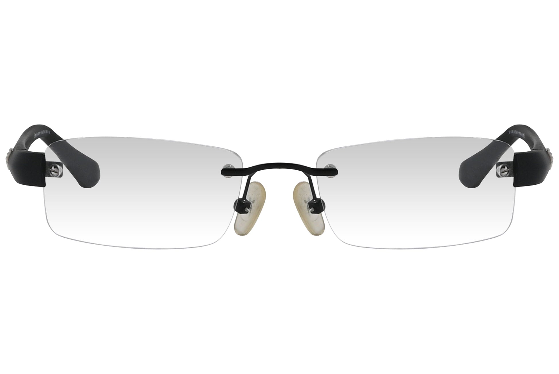 oxembery rectangle black eyeglasses frame viewed from front angle.