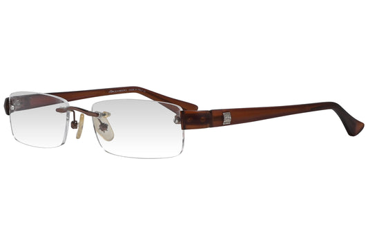 oxembery rectangle brown eyeglasses frame viewed from a 45-degree angle.