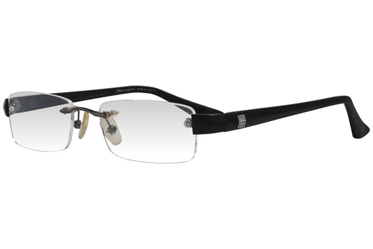 oxembery rectangle gun metal eyeglasses frame viewed from a 45-degree angle.