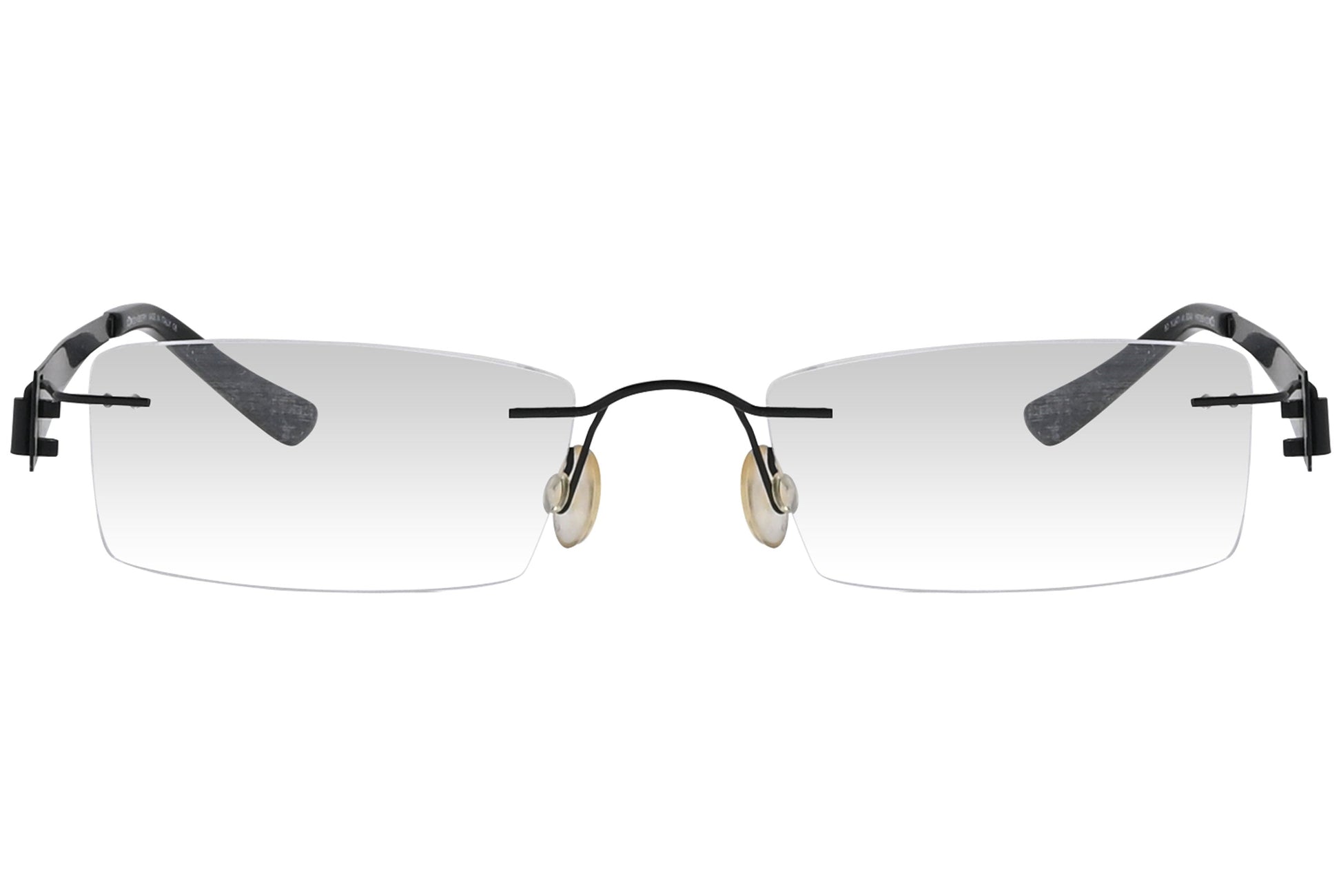 oxembery rectangle black eyeglasses frame viewed from front angle.