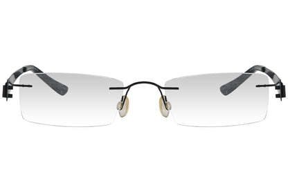 oxembery rectangle black eyeglasses frame viewed from front angle.