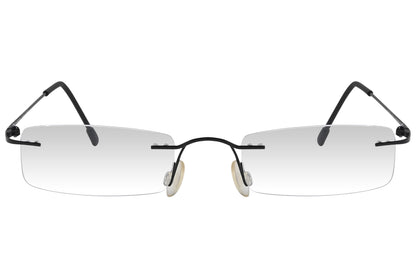 oxembery rectangle black eyeglasses frame viewed from front angle.