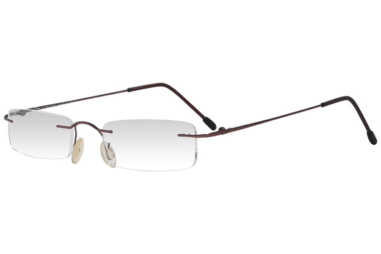 oxembery rectangle brown eyeglasses frame viewed from a 45-degree angle.