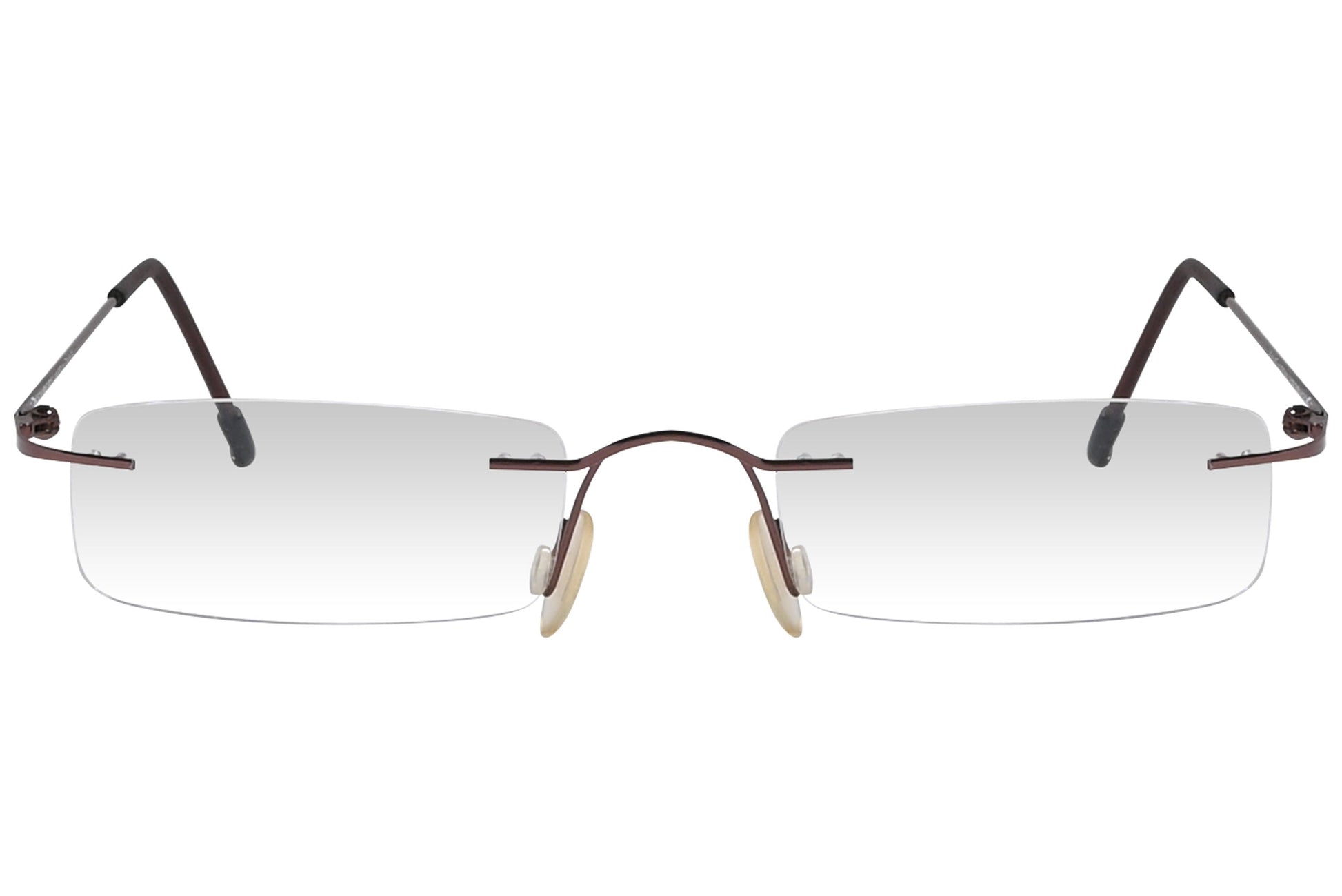 oxembery rectangle brown eyeglasses frame viewed from front angle.