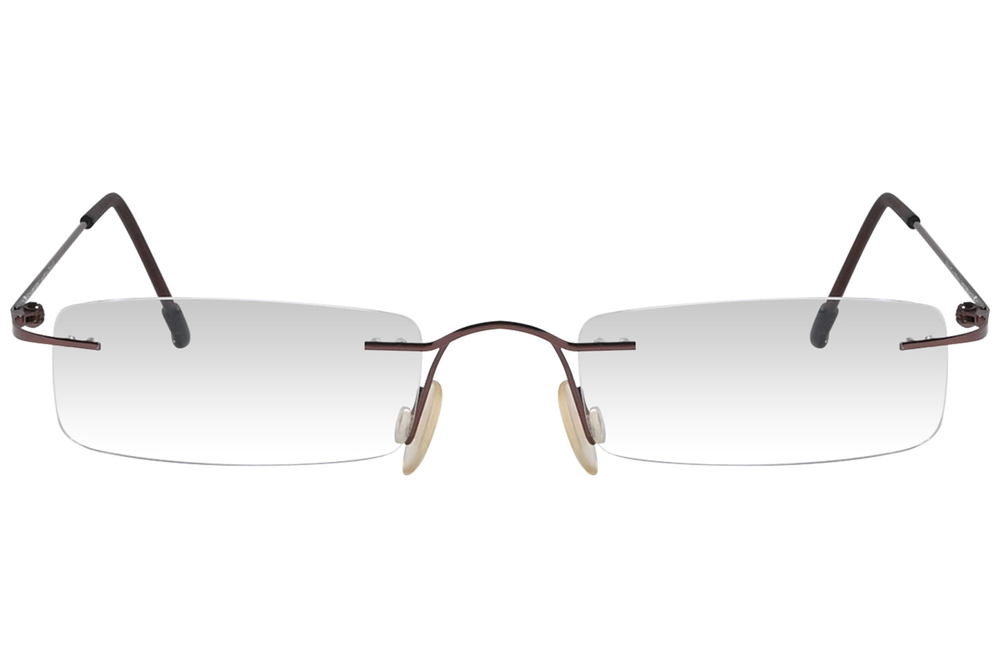 oxembery rectangle brown eyeglasses frame viewed from front angle.