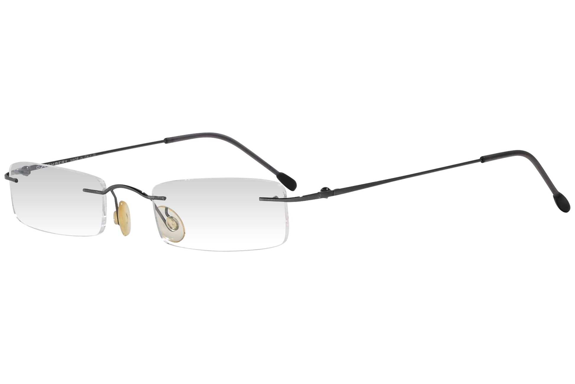 oxembery rectangle gun metal eyeglasses frame viewed from a 45-degree angle.