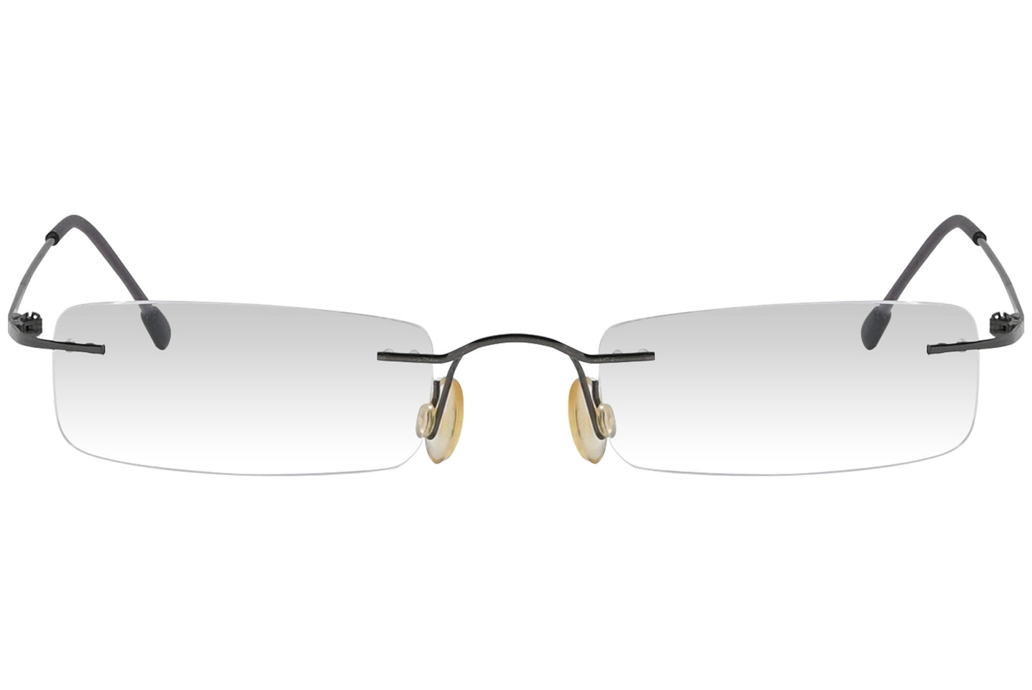 oxembery rectangle gun metal eyeglasses frame viewed from front angle.