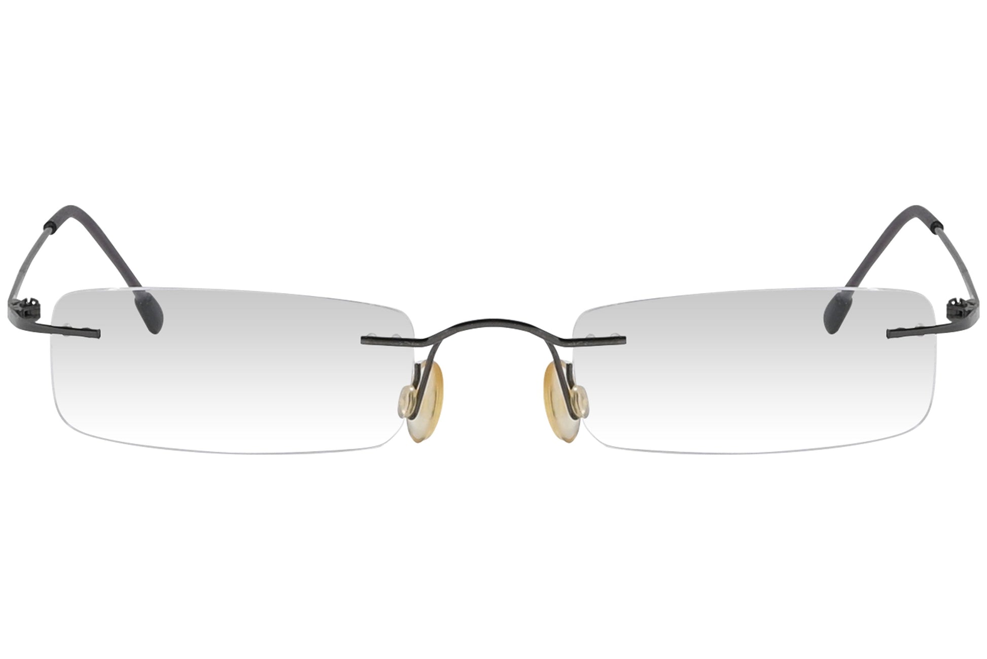 oxembery rectangle gun metal eyeglasses frame viewed from front angle.