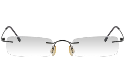 oxembery rectangle gun metal eyeglasses frame viewed from front angle.