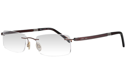 oxembery rectangle brown eyeglasses frame viewed from a 45-degree angle.