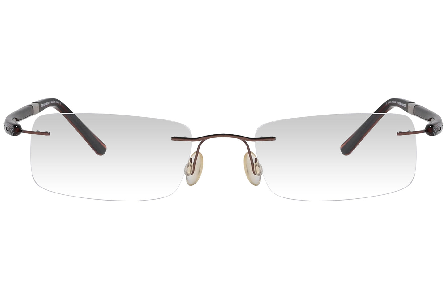 oxembery rectangle brown eyeglasses frame viewed from front angle.