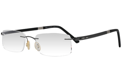 oxembery rectangle gun metal eyeglasses frame viewed from a 45-degree angle.