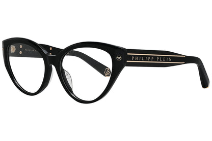 philipp-plein square tortoise eyeglasses frame viewed from a 45-degree angle.