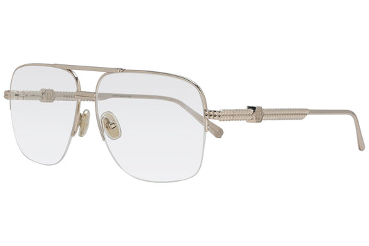 philipp-plein square black eyeglasses frame viewed from a 45-degree angle.