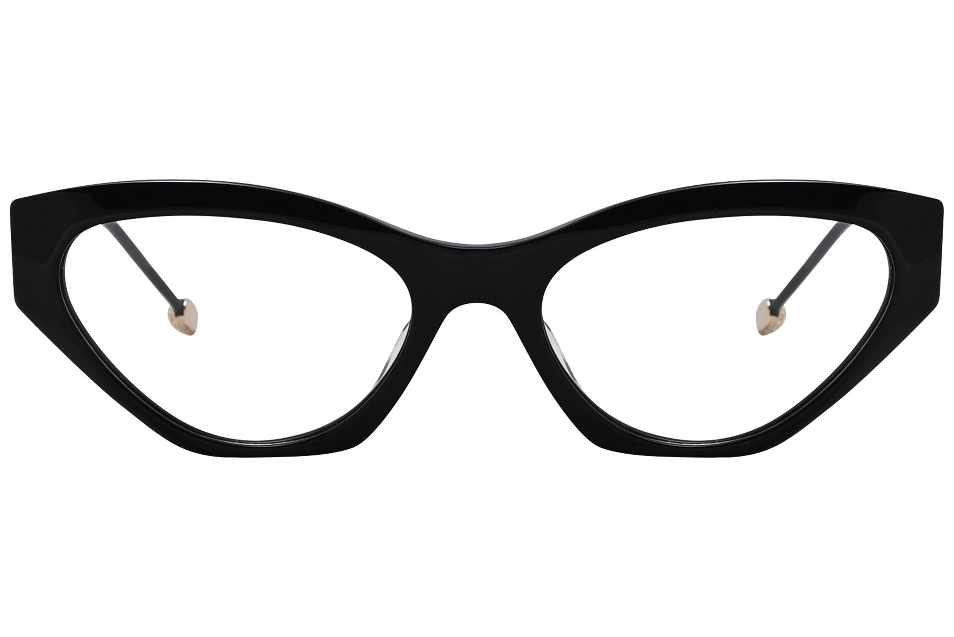 philipp-plein square black eyeglasses frame viewed from a 90-degree angle.