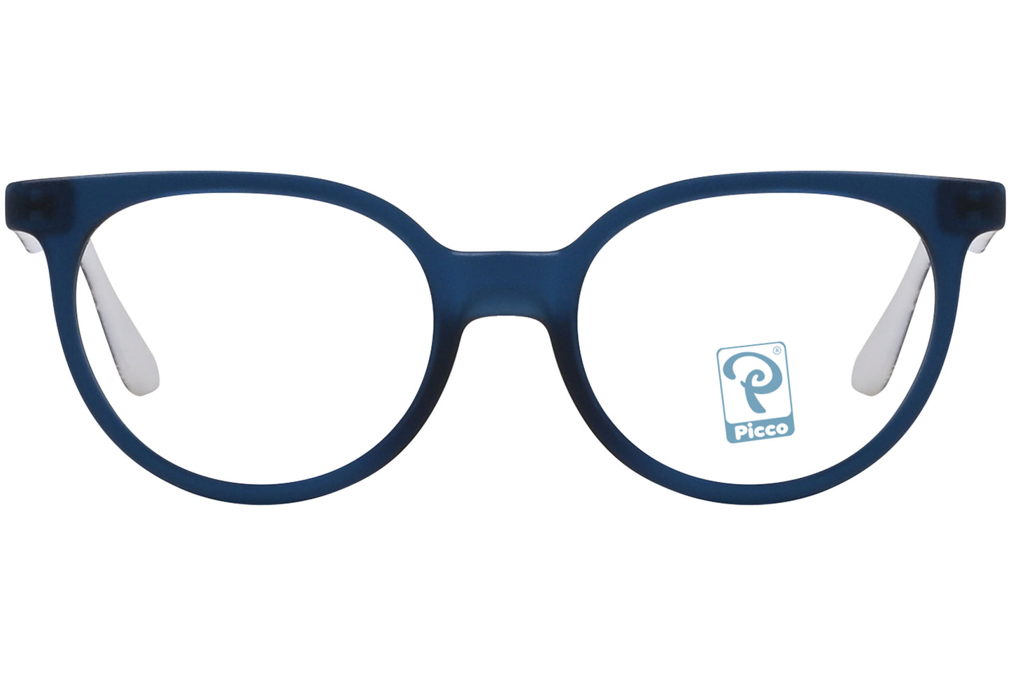 Front view of stylish eyeglasses with sleek frame design