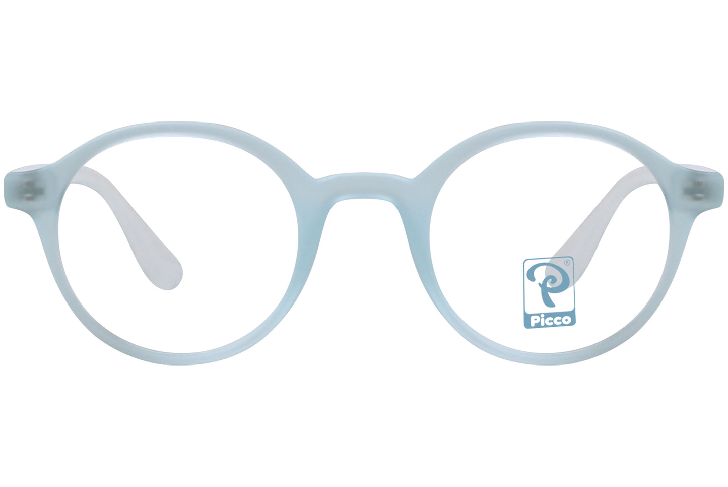 Front view of stylish eyeglasses with sleek frame design