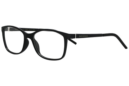 porto romana rectangle black eyeglasses frame viewed from a 45-degree angle.