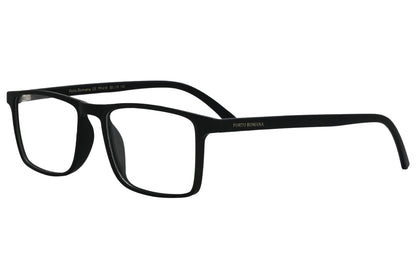 porto romana rectangle black eyeglasses frame viewed from a 45-degree angle.