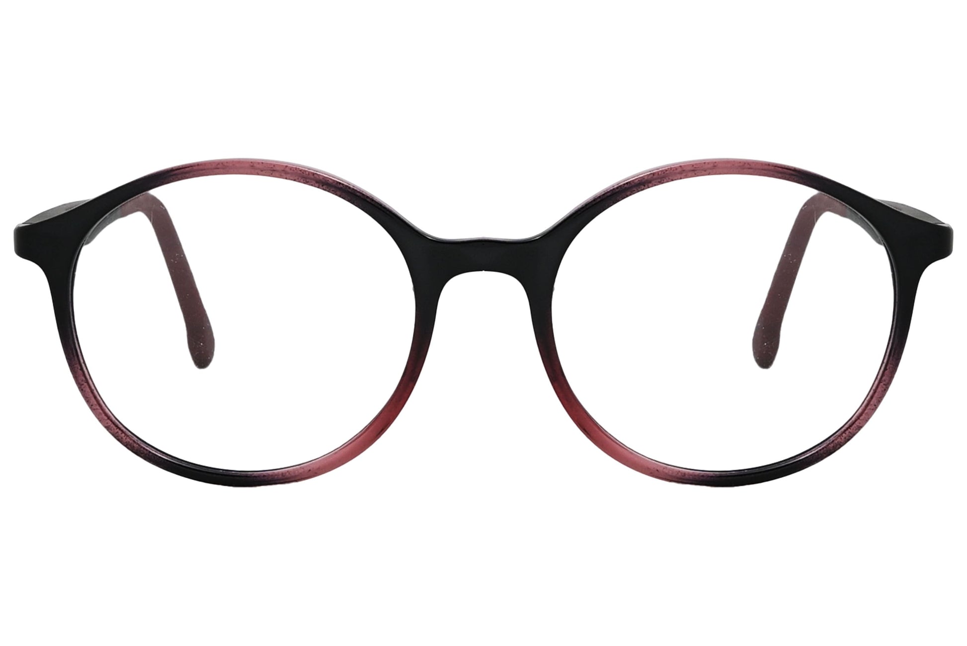 porto romano round multicolored eyeglasses frame viewed from front angle.