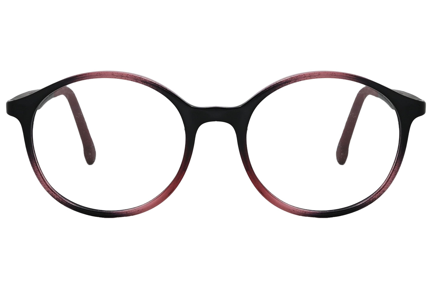 porto romano round multicolored eyeglasses frame viewed from front angle.