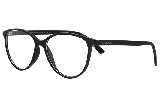 porto romano rectangle white eyeglasses frame viewed from a 45-degree angle.