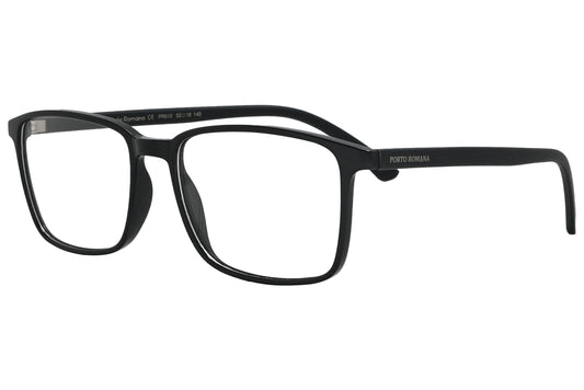 porto romano rectangle white eyeglasses frame viewed from a 45-degree angle.